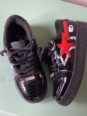 Bape Size 24 CM / 5.5 U.S. Black Patent Leather Sneakers